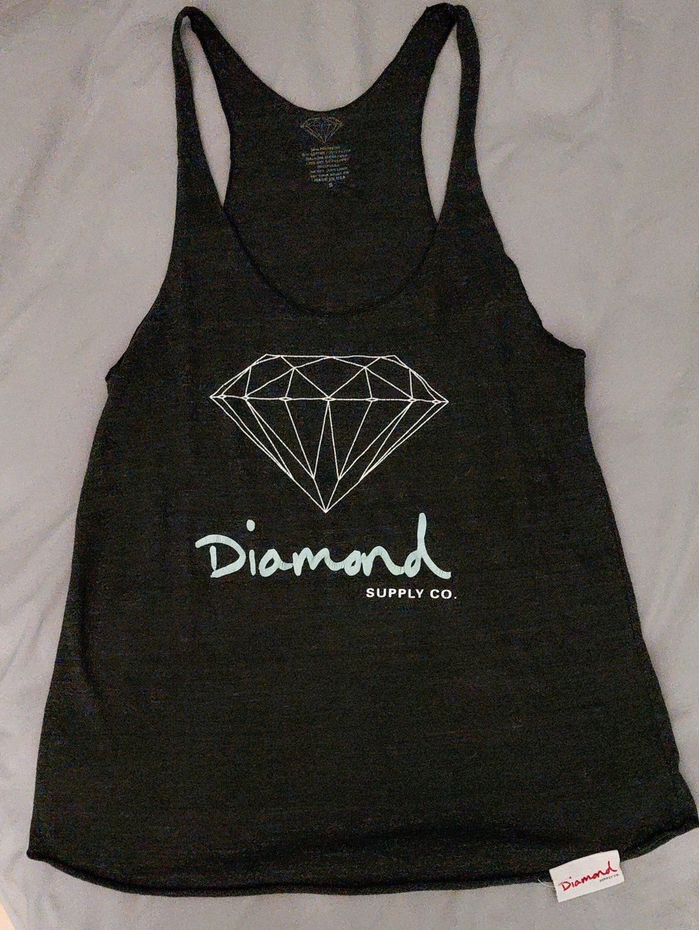 Diamond Supply Co. Women's Dark Gray Tank with White & Mint Logo